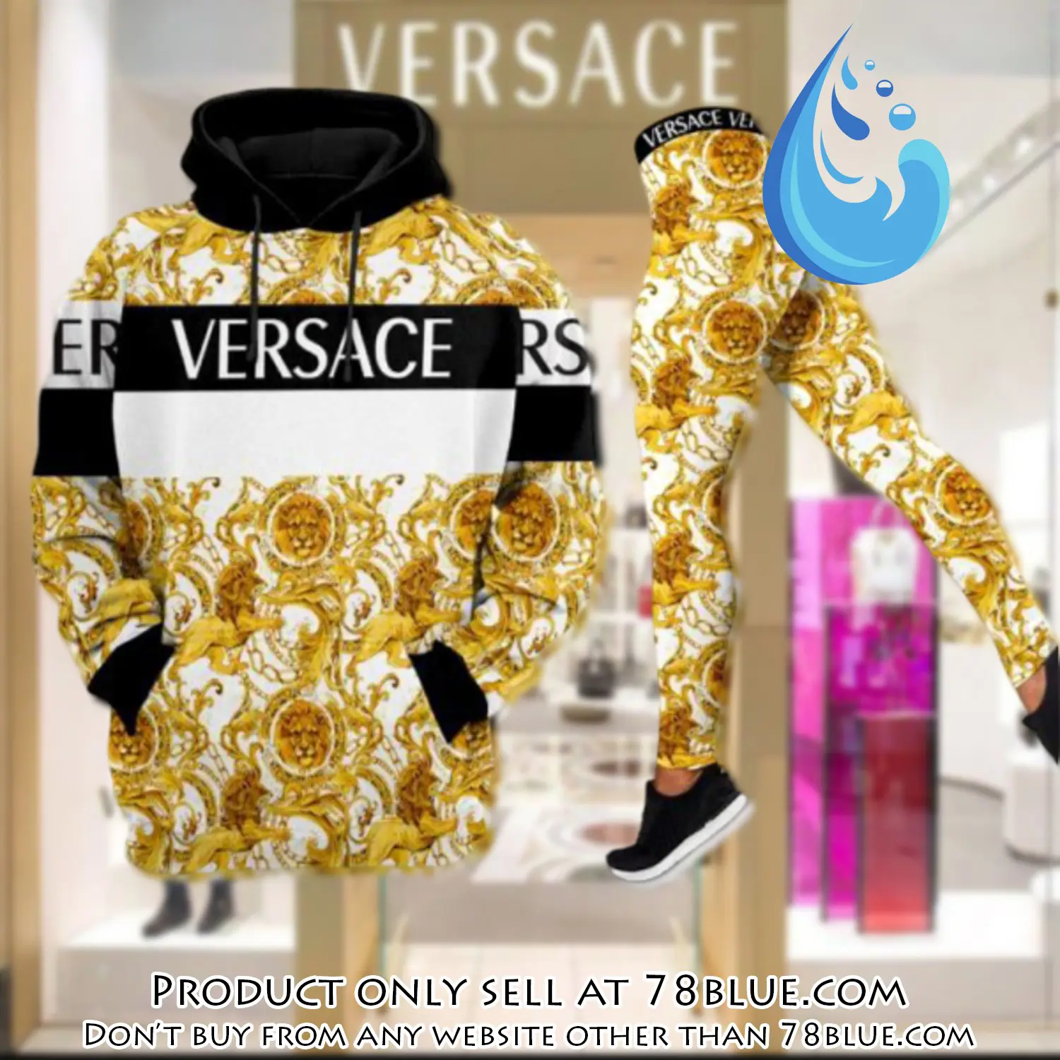 Gianni versace gold white hoodie legging set luxury for women 78b0438602